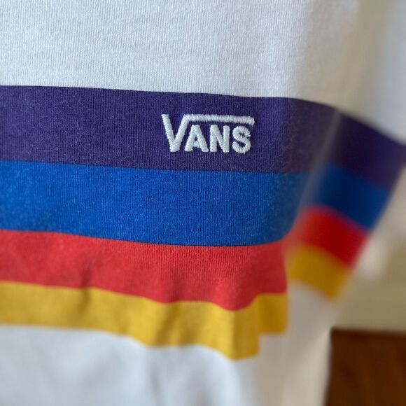 Vans Cropped Boxy Rainbow Stripe Tshirt S - Picture 4 of 7